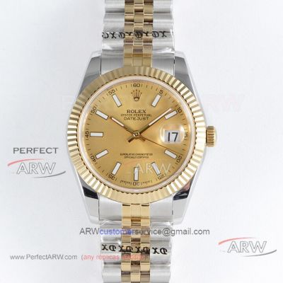 Perfect Replica Rolex Datejust ii Swiss A2836 Half Gold with Jubilee Strap